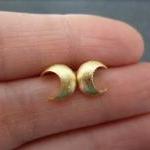Gold Stud Earrings Mini Crescent Moon-silver Mini..